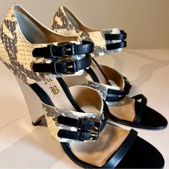 L.A.M.B. Black Grey & Snakeskin Heels with Multiple straps - Size 10 (fits 9) - Picture 12 of 16